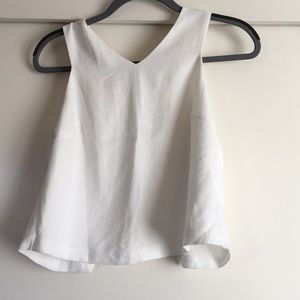 She + Sky White Cross-Backed Crop Blouse